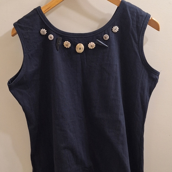 Leopards & Roses Sleeveless black cotton top t-shirt tunic XL - Picture 6 of 12